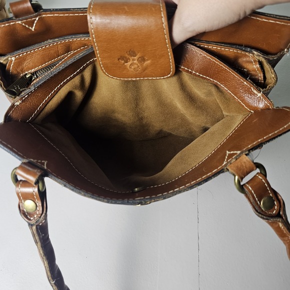 Patricia Nash Rienzo Leather Shoulder Bag Satchel Tan Classic Heritage P35701 - Picture 9 of 14